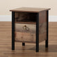 Vaughan Modern and Contemporary Two-Tone Rustic Oak Brown and Black Finished Wood Nightstand FredCo