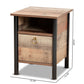 Vaughan Modern and Contemporary Two-Tone Rustic Oak Brown and Black Finished Wood Nightstand FredCo