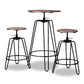 Veera Vintage Industrial Rustic Walnut Finished Wood and Black Metal 3-Piece Height Adjustable Bar Pub Set FredCo