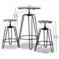 Veera Vintage Industrial Rustic Walnut Finished Wood and Black Metal 3-Piece Height Adjustable Bar Pub Set FredCo