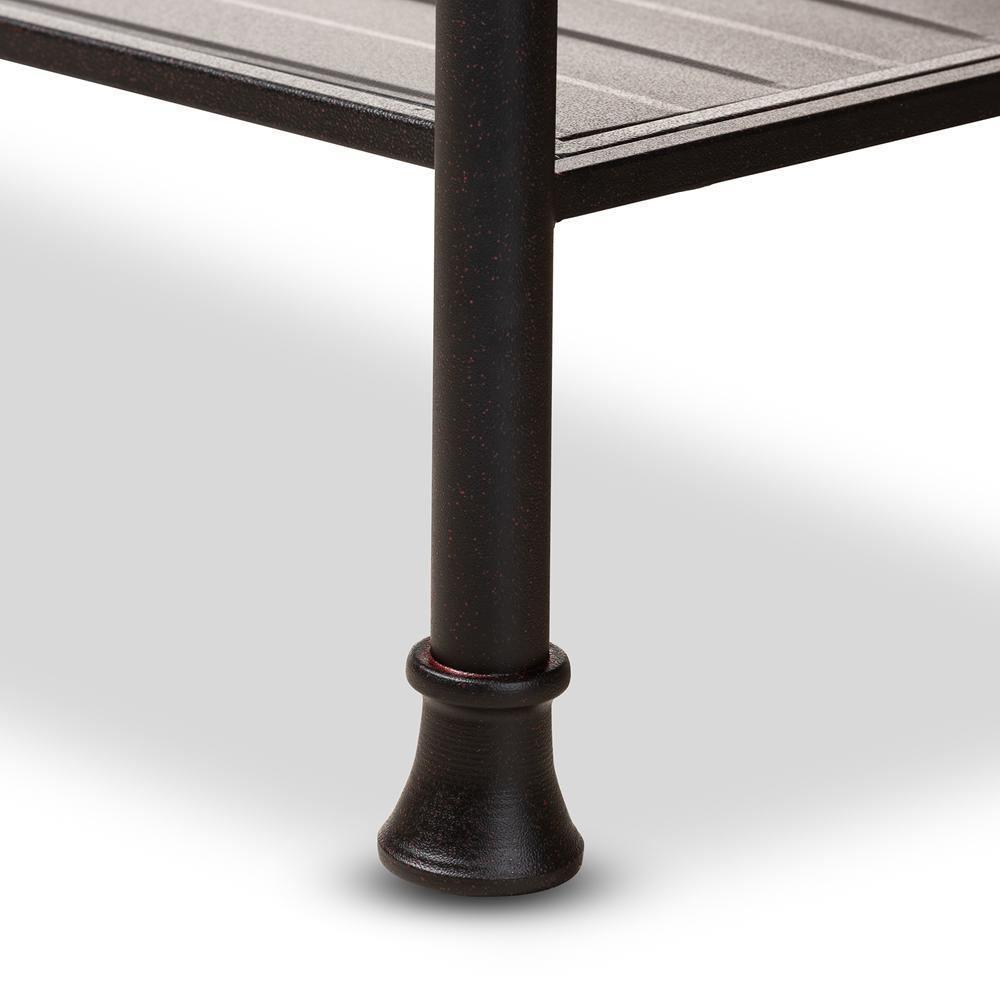 Velera Vintage Rustic Industrial Style Wood and Dark Bronze-Finished Metal Kitchen Storage Shelf Unit FredCo