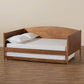 Veles Mid-Century Modern Ash Walnut Finished Wood Full Size Daybed with Trundle FredCo