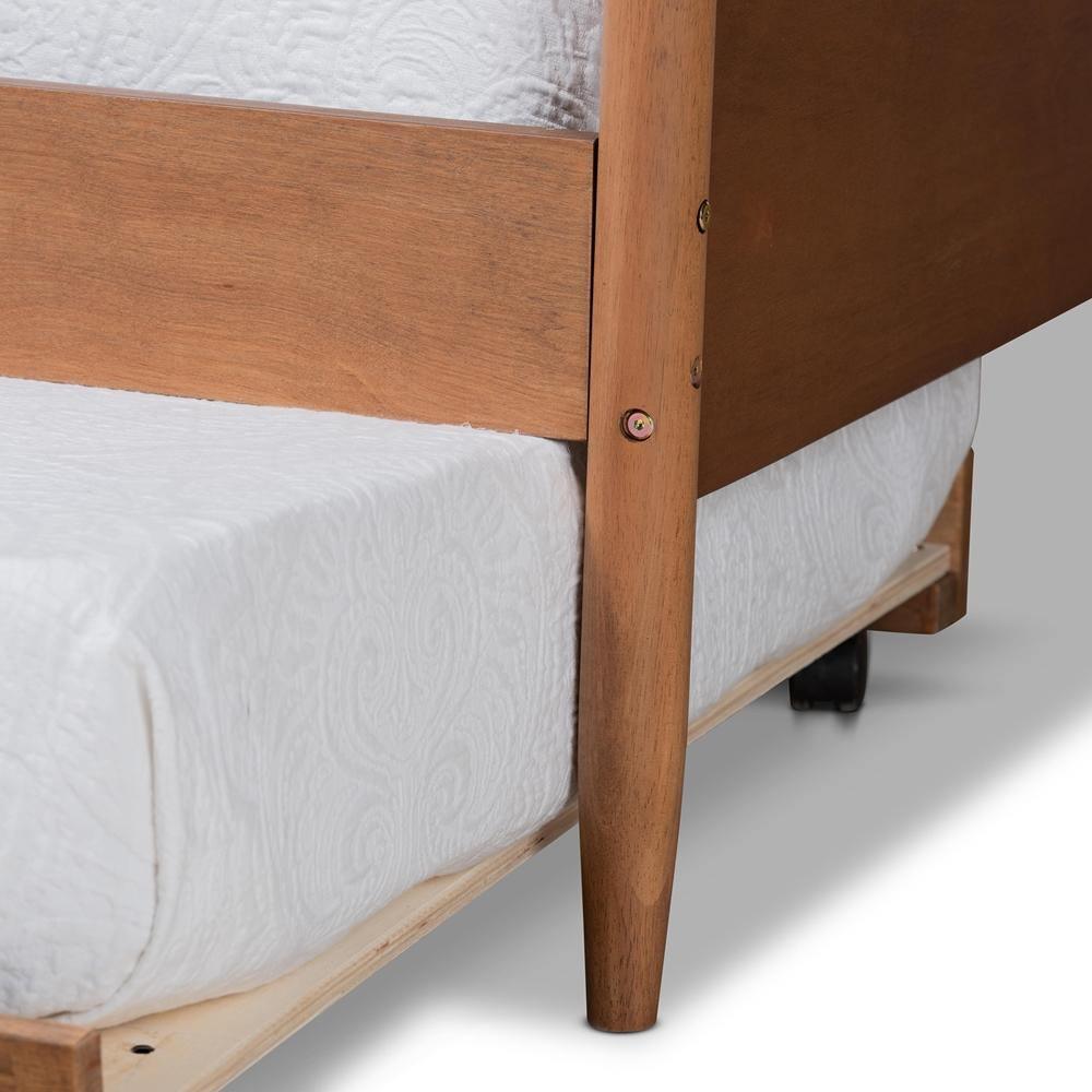 Veles Mid-Century Modern Ash Walnut Finished Wood Full Size Daybed with Trundle FredCo