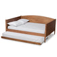 Veles Mid-Century Modern Ash Walnut Finished Wood Full Size Daybed with Trundle FredCo