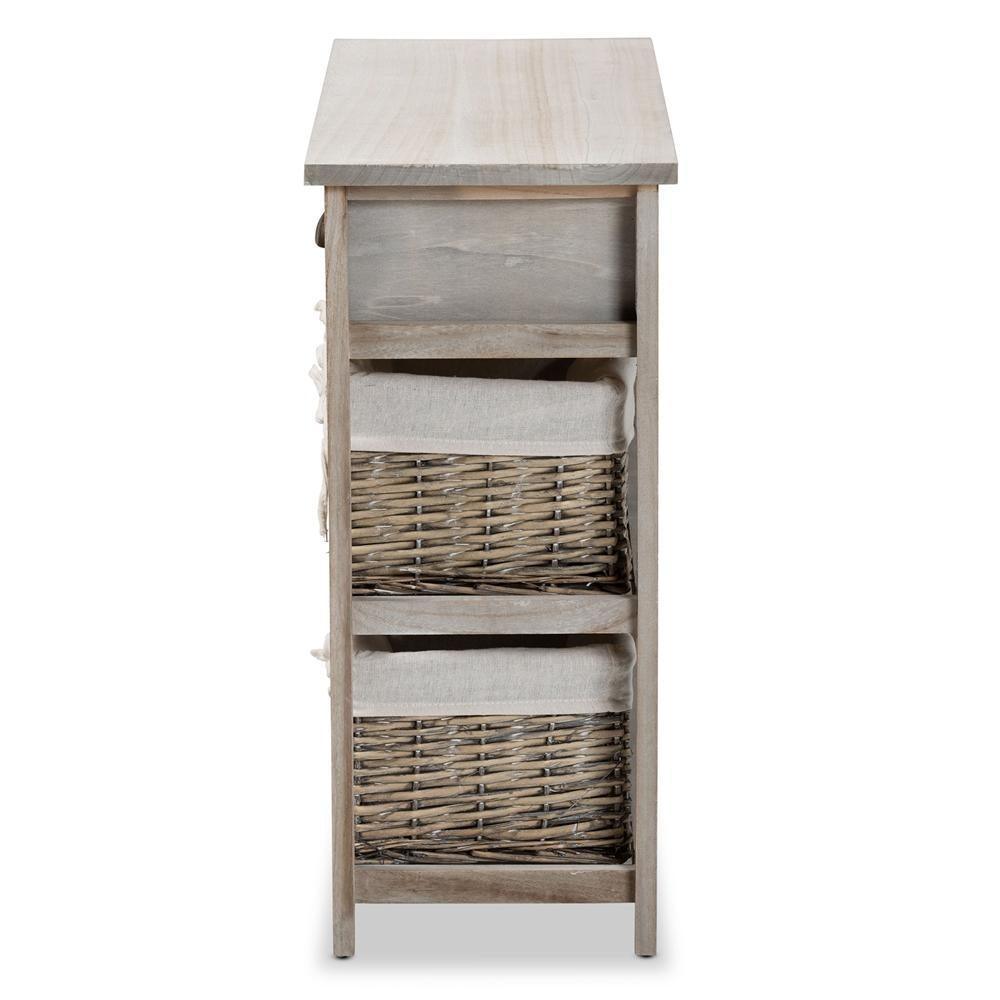 Vella Modern and Contemporary Grey Finished Wood 2-Drawer Storage Unit With Baskets FredCo