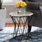 Venedict Modern and Contemporary Black Metal End Table with Marble Tabletop FredCo