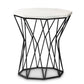 Venedict Modern and Contemporary Black Metal End Table with Marble Tabletop FredCo