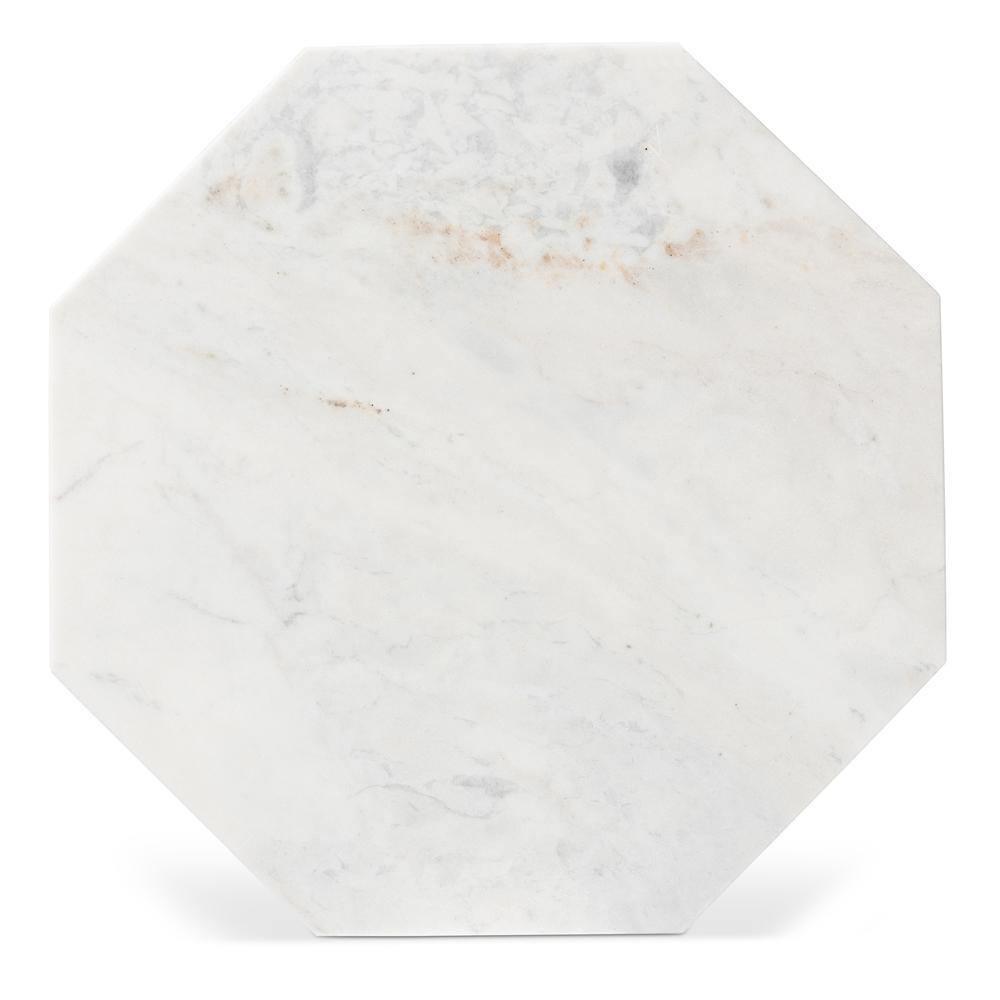 Venedict Modern and Contemporary Black Metal End Table with Marble Tabletop FredCo