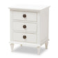 Venezia French-Inspired Rustic Whitewash Wood 3-Drawer Nightstand FredCo