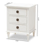 Venezia French-Inspired Rustic Whitewash Wood 3-Drawer Nightstand FredCo
