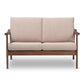 Venza Mid-Century Modern Walnut Wood Light Brown Fabric Upholstered 2-Seater Loveseat FredCo