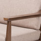 Venza Mid-Century Modern Walnut Wood Light Brown Fabric Upholstered Lounge Chair FredCo