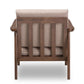 Venza Mid-Century Modern Walnut Wood Light Brown Fabric Upholstered Lounge Chair FredCo