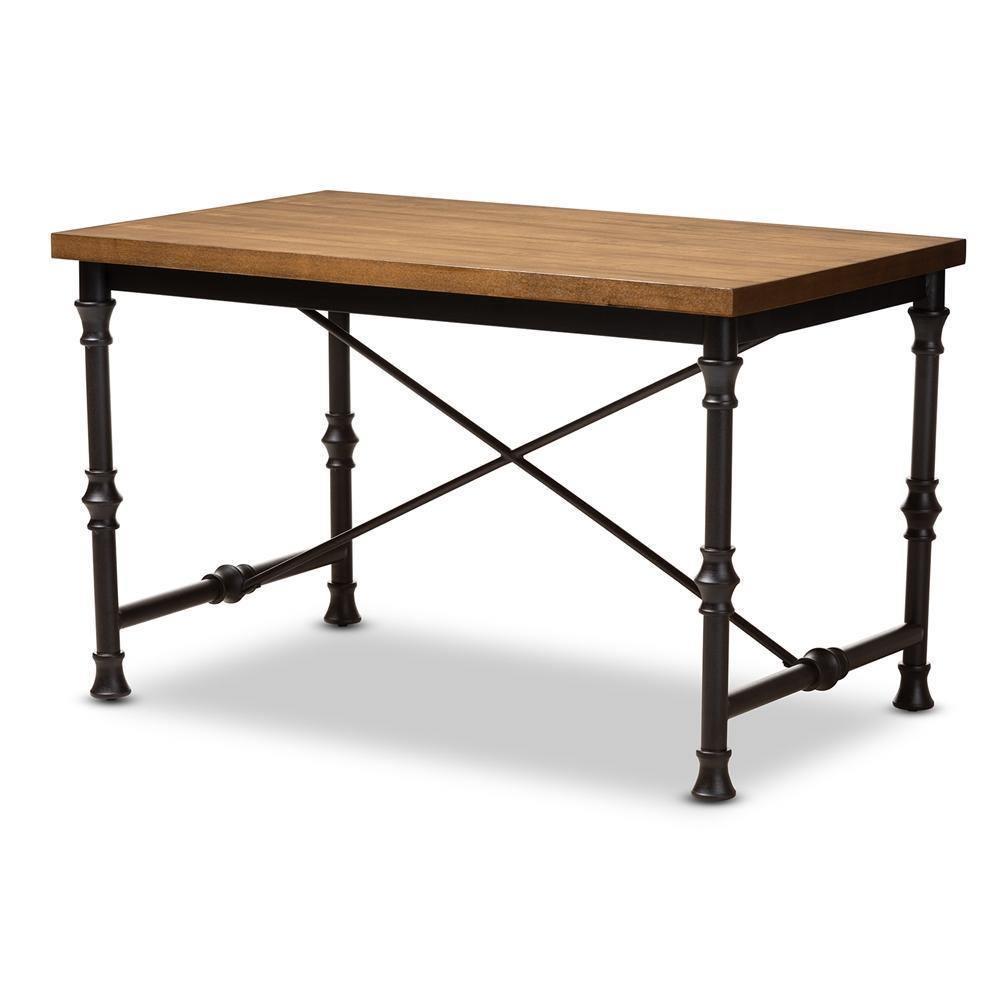 Verdin Vintage Rustic Industrial Style Wood and Dark Bronze-finished Criss Cross Desk FredCo
