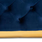 Verene Glam and Luxe Royal Blue Velvet Fabric Upholstered Gold Finished Square Cocktail Ottoman FredCo