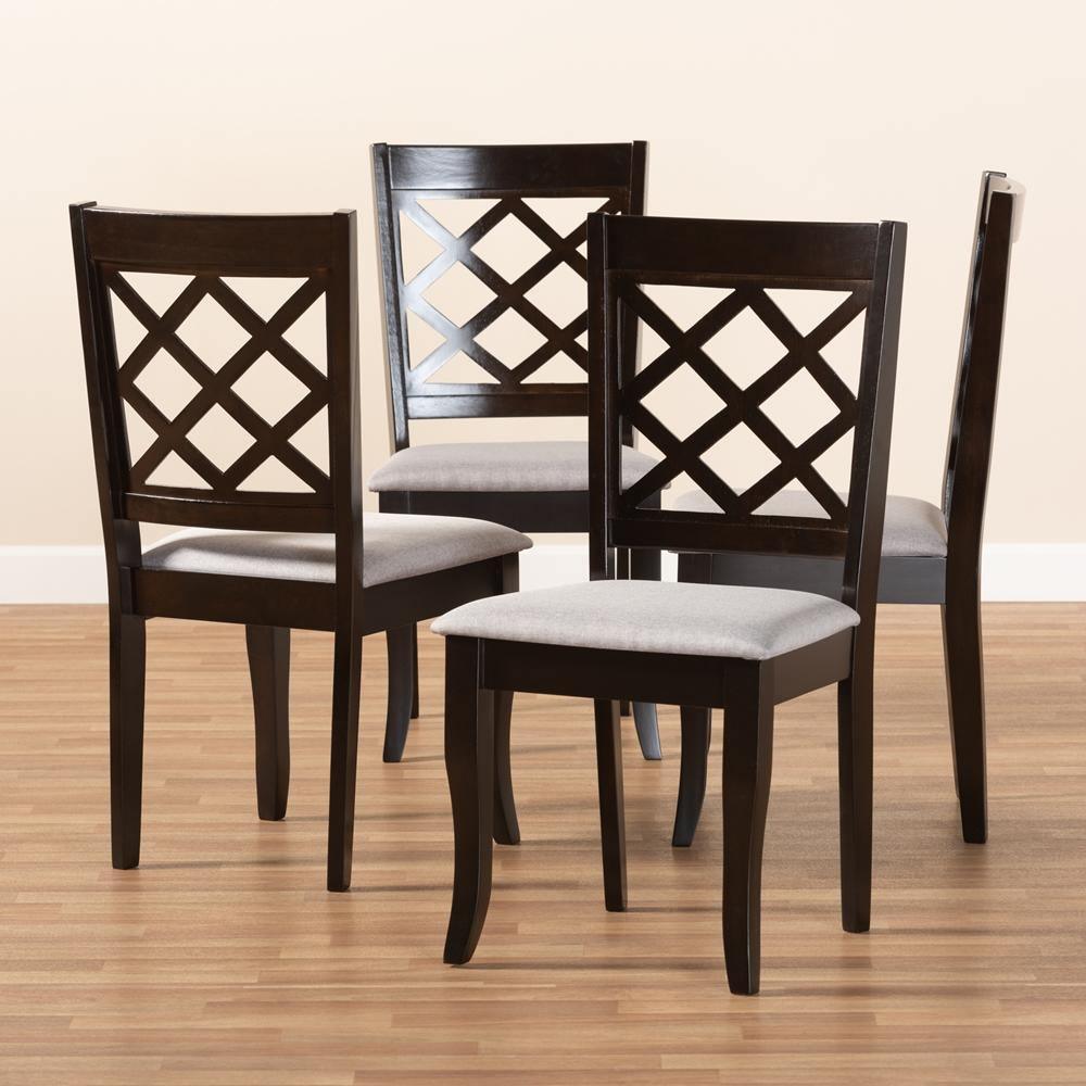 Verner Modern and Contemporary Grey Fabric Upholstered Espresso Brown Finished Wood Dining Chair (Set of 4) FredCo