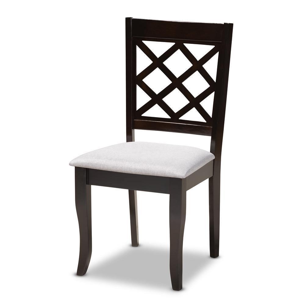 Verner Modern and Contemporary Grey Fabric Upholstered Espresso Brown Finished Wood Dining Chair (Set of 4) FredCo