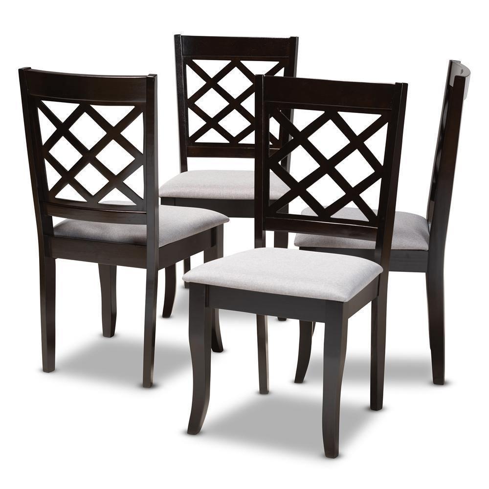 Verner Modern and Contemporary Grey Fabric Upholstered Espresso Brown Finished Wood Dining Chair (Set of 4) FredCo
