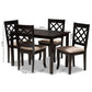 Verner Modern and Contemporary Sand Fabric Upholstered Espresso Brown Finished 5-Piece Wood Dining Set FredCo