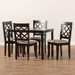 Verner Modern and Contemporary Sand Fabric Upholstered Espresso Brown Finished 5-Piece Wood Dining Set FredCo