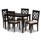 Verner Modern and Contemporary Sand Fabric Upholstered Espresso Brown Finished 5-Piece Wood Dining Set FredCo