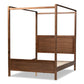 Veronica Modern and Contemporary Walnut Brown Finished Wood King Size Platform Canopy Bed FredCo