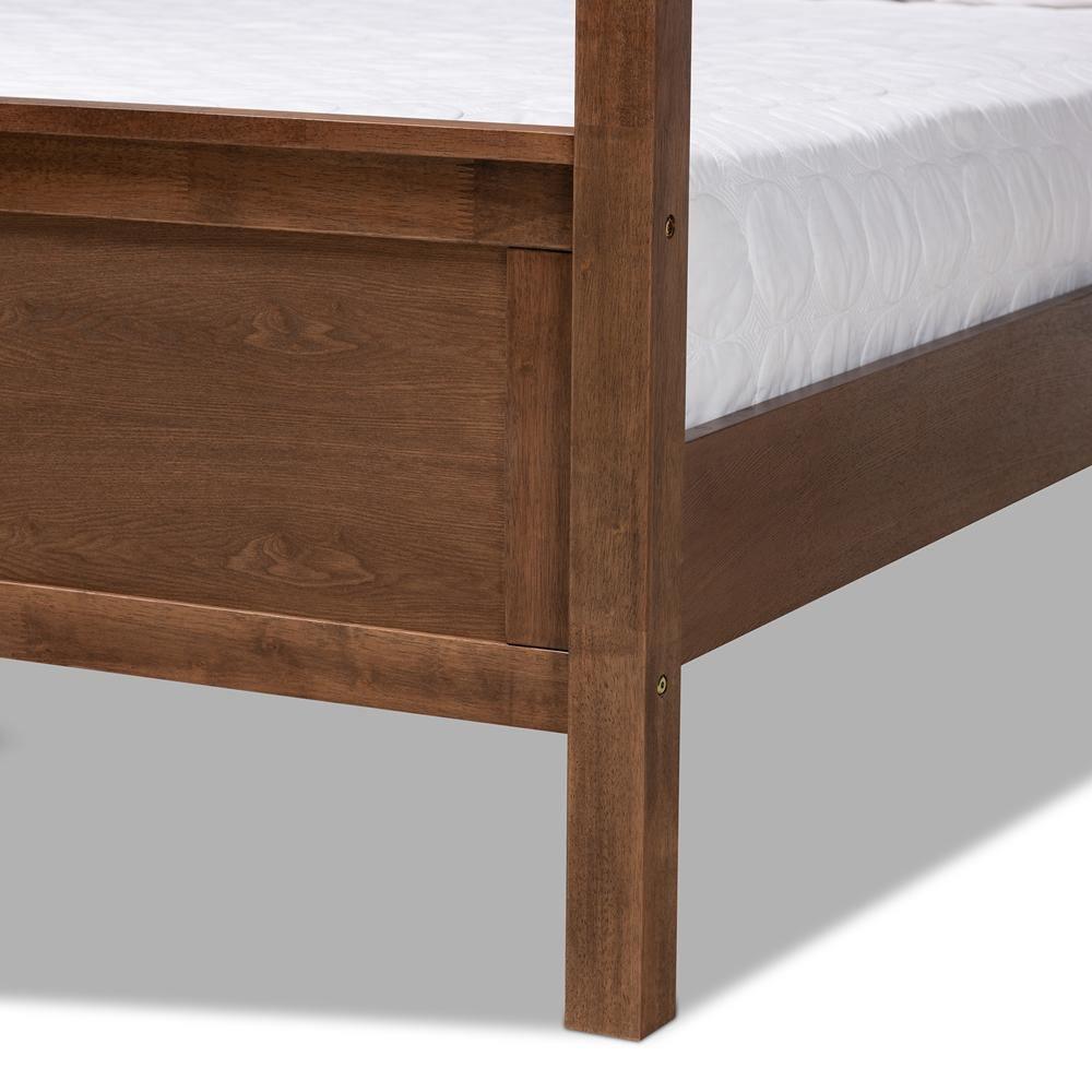 Veronica Modern and Contemporary Walnut Brown Finished Wood Queen Size Platform Canopy Bed FredCo