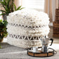 Vesey Moroccan Inspired Beige and Brown Handwoven Wool Pouf Ottoman FredCo