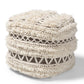 Vesey Moroccan Inspired Beige and Brown Handwoven Wool Pouf Ottoman FredCo