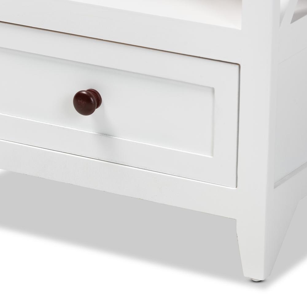 Vesta Modern and Contemporary Two-Tone White and Dark Brown Finished Wood 1-Drawer End table FredCo