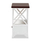 Vesta Modern and Contemporary Two-Tone White and Dark Brown Finished Wood 1-Drawer End table FredCo