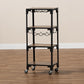 Victor Industrial Rustic Walnut Finished Wood and Black Metal 4-Tier Mobile Wine Cart FredCo