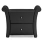 Victoria Matte Black PU Leather 2 Storage Drawers Nightstand Bedside Table FredCo