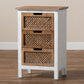 Vincent Rustic Farmhouse and Shabby Chic White and Oak Brown Finished 3-Drawer Wood Storage Cabinet FredCo