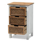 Vincent Rustic Farmhouse and Shabby Chic White and Oak Brown Finished 3-Drawer Wood Storage Cabinet FredCo
