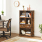 Vintage Brown Floor-Standing Wooden Bookcase with Drawers FredCo