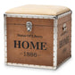 Violetta Vintage Industrial Beige Fabric Upholstered Wood Storage Trunk Ottoman FredCo