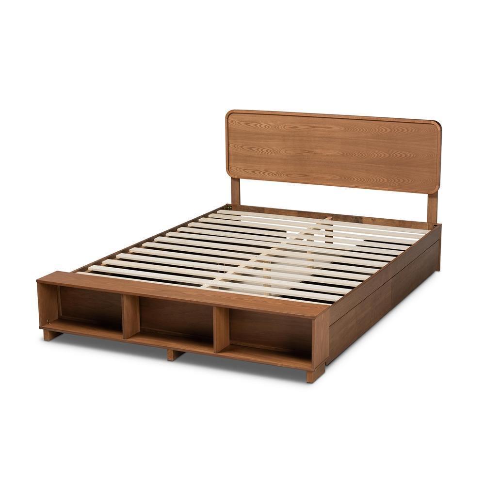 Vita Modern Transitional Ash Walnut Brown Finished Wood 4-Drawer Queen Size Platform Storage Bed FredCo