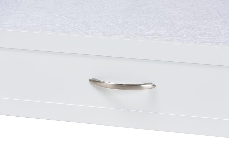 Viva Modern and Contemporary White Finished Wood and Silver Metal Twin Size Roll-Out Trundle FredCo