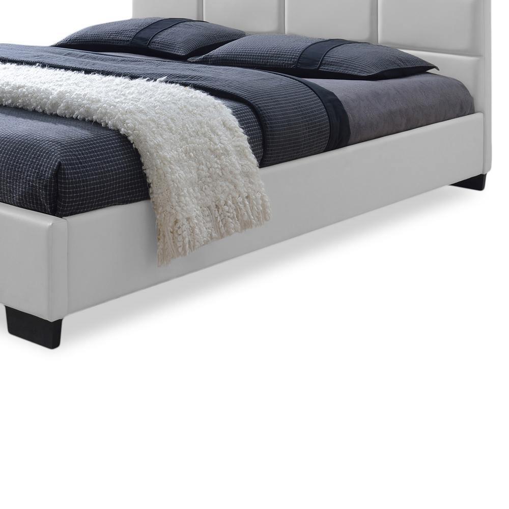 Vivaldi Modern and Contemporary White Faux Leather Padded Platform Base Full Size Bed Frame FredCo
