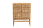Vivan Modern Bohemian Natural Brown Rattan and Mahogany Wood 3-Shelf Storage Cabinet FredCo