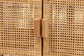 Vivan Modern Bohemian Natural Brown Rattan and Mahogany Wood 3-Shelf Storage Cabinet FredCo