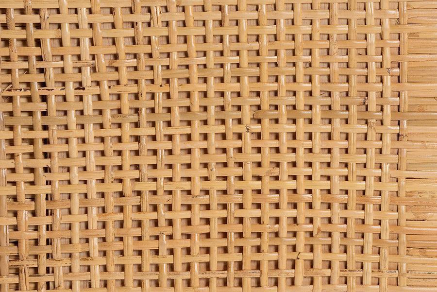 Vivan Modern Bohemian Natural Brown Rattan and Mahogany Wood 3-Shelf Storage Cabinet FredCo