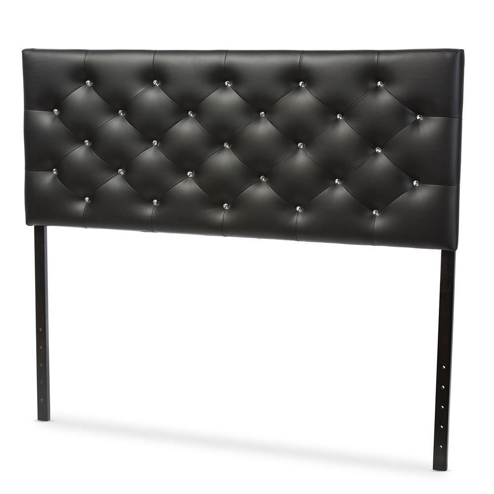 Viviana Modern and Contemporary Black Faux Leather Upholstered Button-tufted Full Size Headboard FredCo