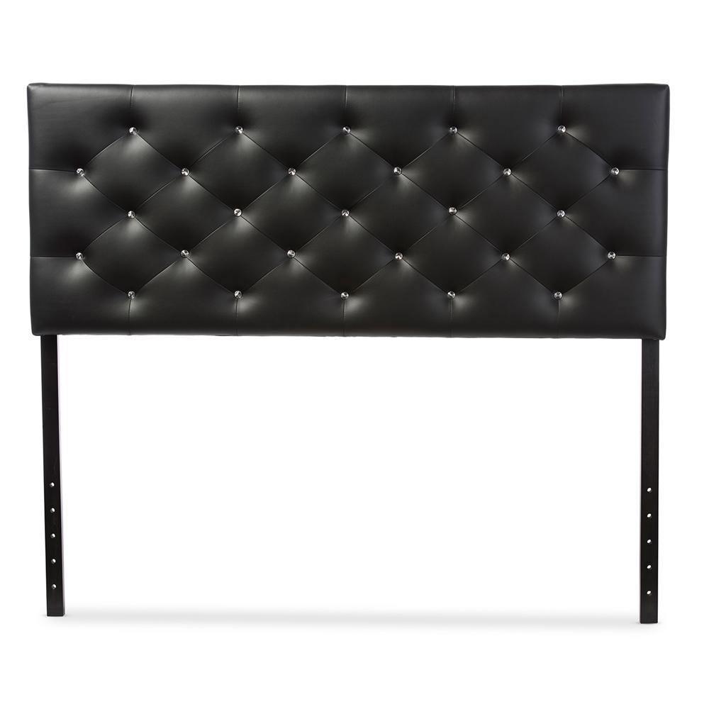 Viviana Modern and Contemporary Black Faux Leather Upholstered Button-tufted Full Size Headboard FredCo