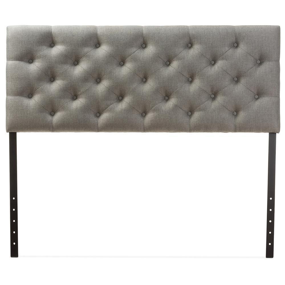 Viviana Modern and Contemporary Grey Fabric Upholstered Button-tufted Full Size Headboard FredCo