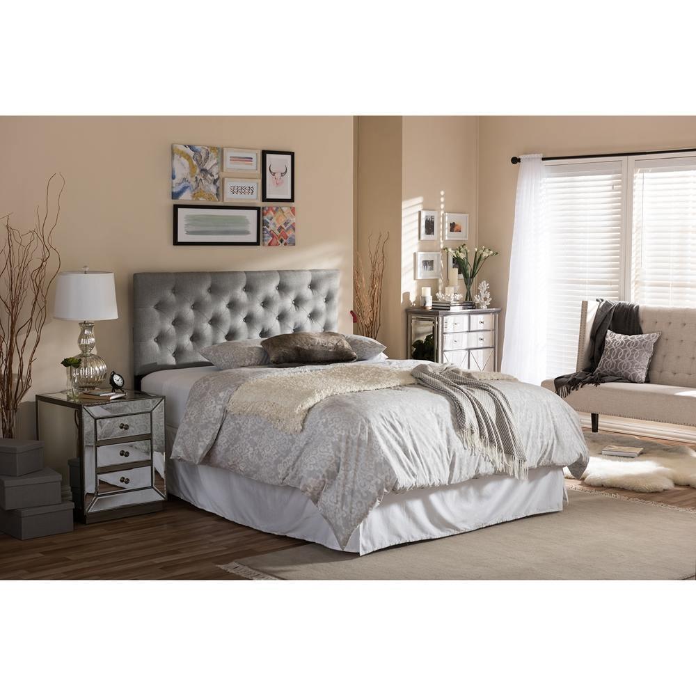 Viviana Modern and Contemporary Grey Fabric Upholstered Button-tufted Full Size Headboard FredCo