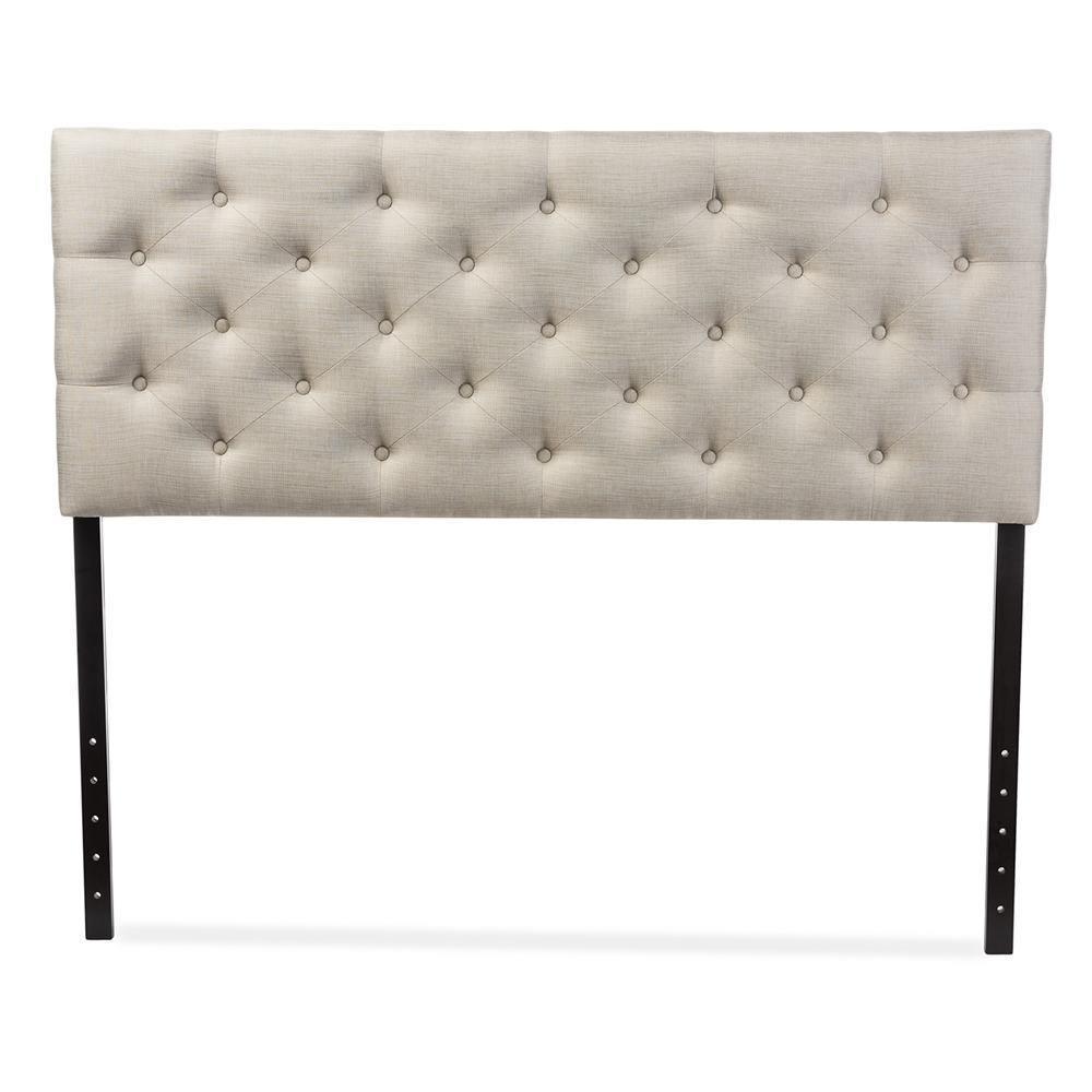 Viviana Modern and Contemporary Light Beige Fabric Upholstered Button-tufted Queen Size Headboard FredCo