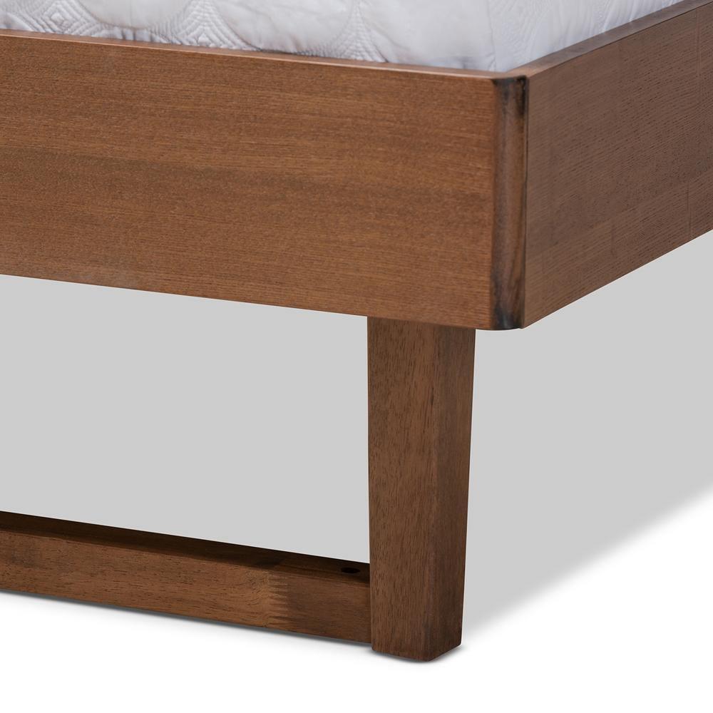 Viviana Modern and Contemporary Light Grey Fabric Upholstered and Ash Walnut Finished Wood Full Size Platform Bed FredCo