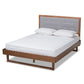 Viviana Modern and Contemporary Light Grey Fabric Upholstered and Ash Walnut Finished Wood Full Size Platform Bed FredCo